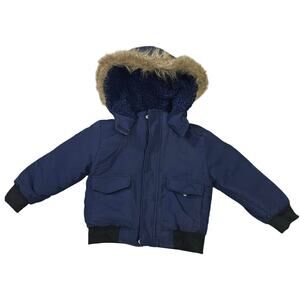 🌟3 for $35🌟 Tahari Boys Navy Parka Winter‎ Coat, Navy Jacket Size 4T Hooded